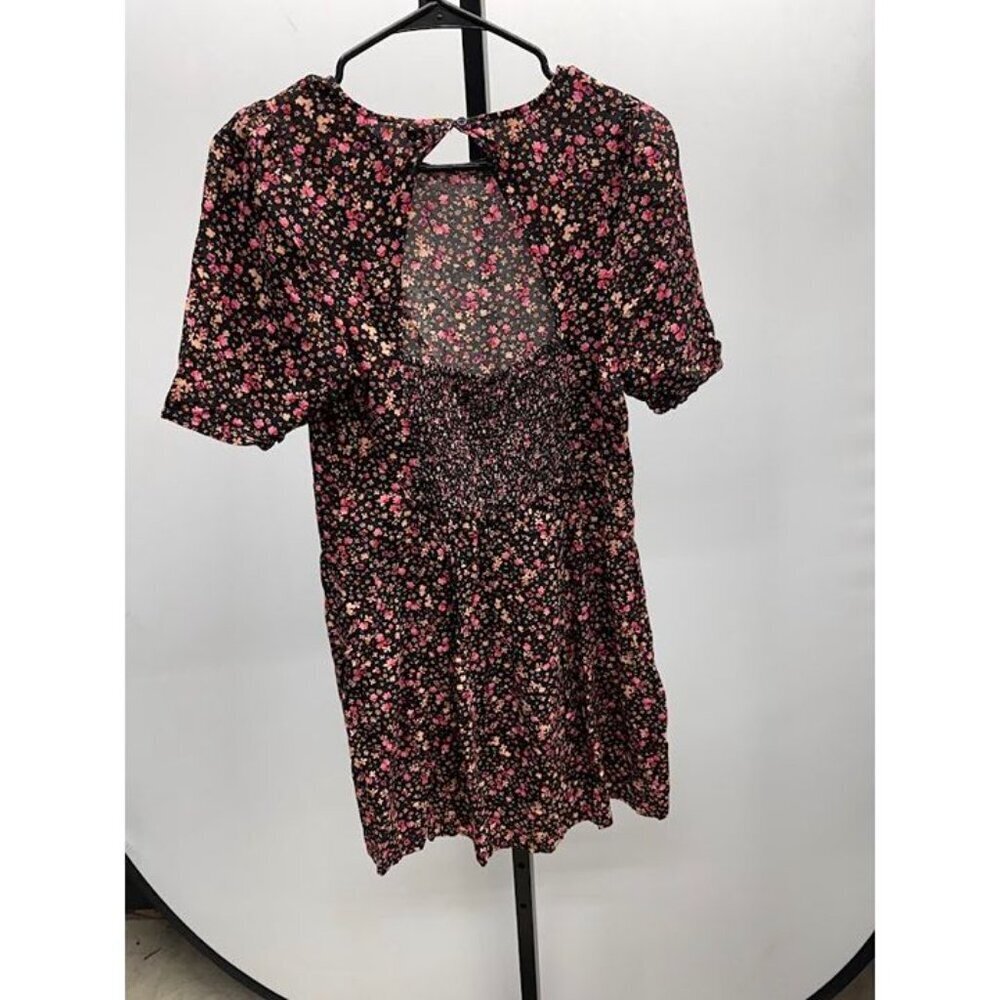 Old Navy Black Floral Keyhole Back Short Sleeve Dress - Picture 5 of 5